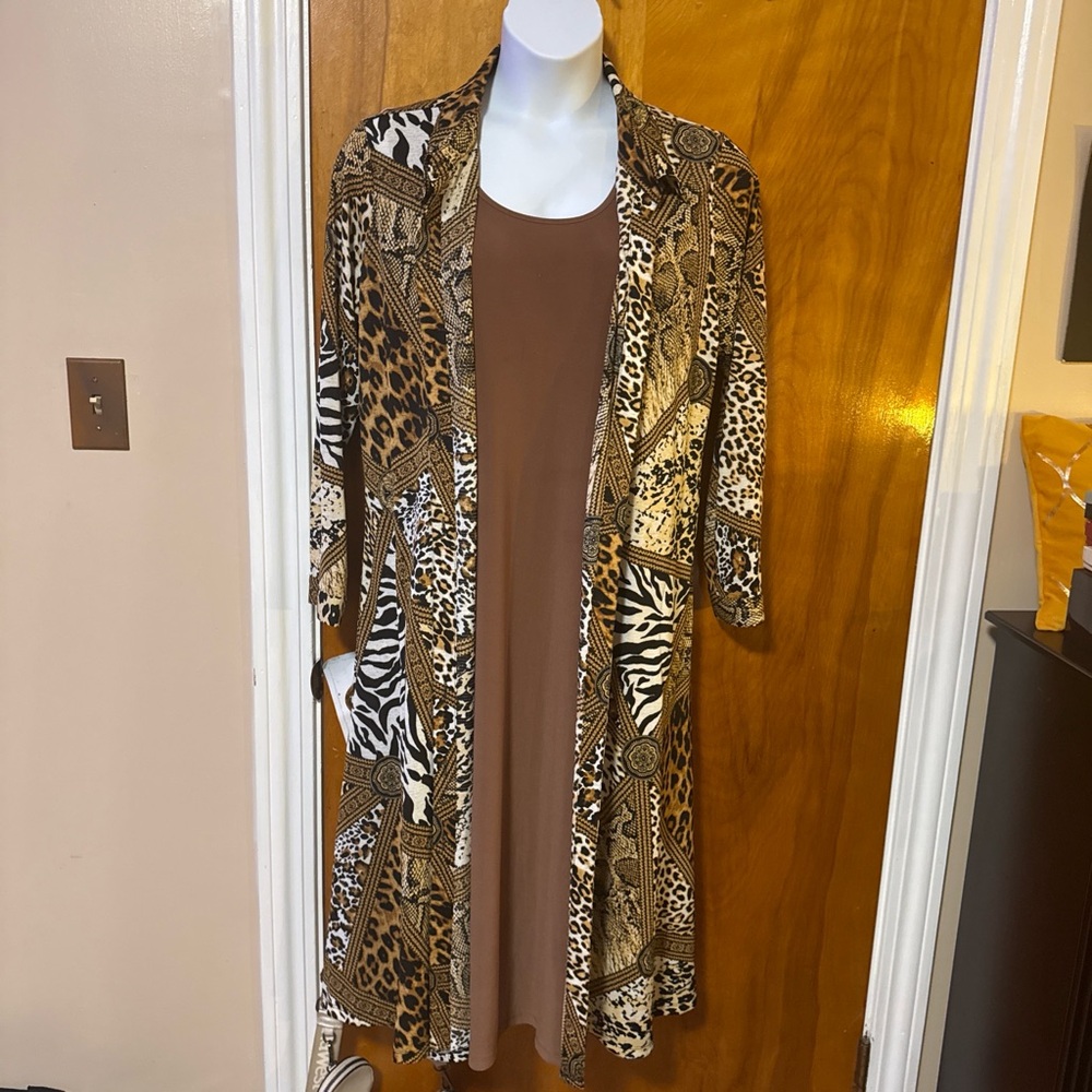 Attitudes by Renee 3 Piece Set w/. Animal Print Jacket and 2 maxi dresses - Picture 2 of 7